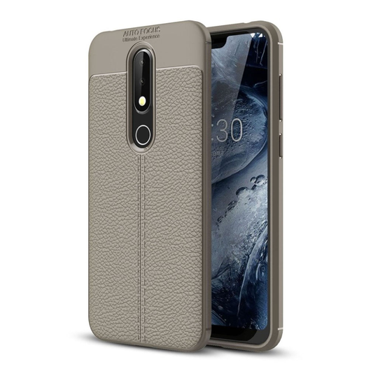 Nokia 6.1 Plus Liitsihedelmän Kuoren Rakenteinen Muovinen Takasuoja Kuori - Harmaa