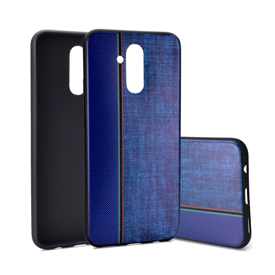 Huawei Mate 20 Lite kaksisävyinen farkku kangas rakenne pitainen silikooni muovinen takasuoja kuori - Sininen