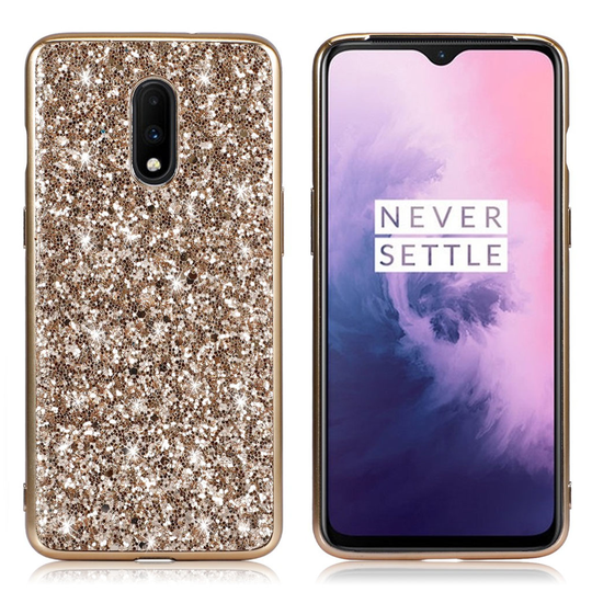 Glitter OnePlus 7 kuoret - Kulta