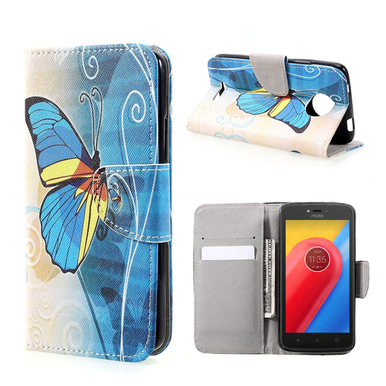 Motorola Moto C retro nahkakotelo - Kaunis perhonen