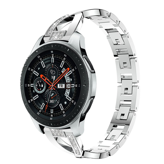 Samsung Galaxy Watch (46mm) X-muotoiltu ketju vaihdettava kellon ranneke metallista missä tekojalokivet - Hopea
