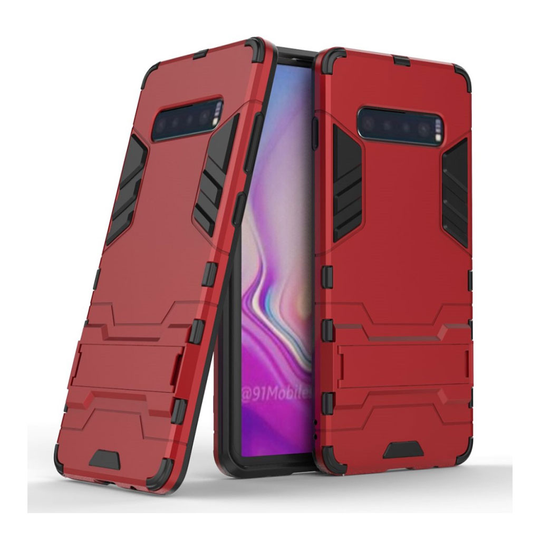 Samsung Galaxy S10 Plus cool guard takatuellinen hybrid suojakotelo - Punainen