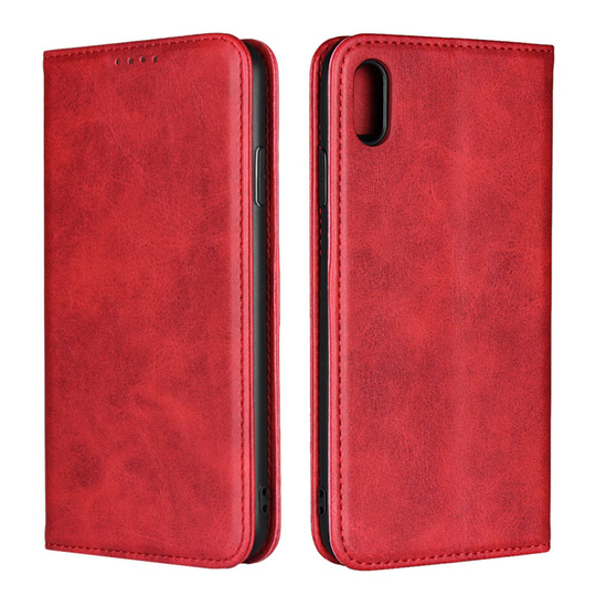 iPhone Xs Max magneettinen synteetti nahkainen seisova lompakko suojakotelo - Punainen