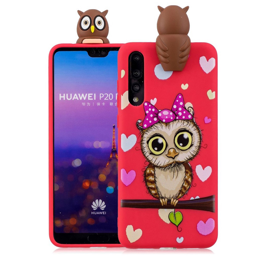 Huawei P20 Pro 3D Söpö Nukke Kuvio TPU Puhelin Kuori - Tyttö Pöllö