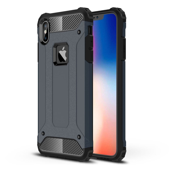 iPhone Xs Max beskyttelses deksel av hybrid materiale - mørke blå