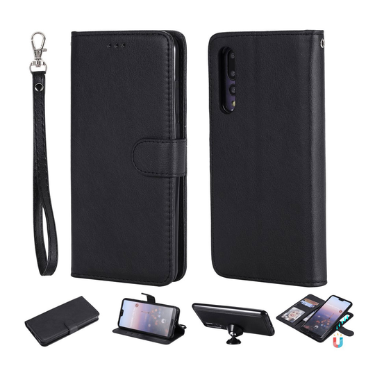 Huawei P20 Pro irroitettava nahkainen flip suojakotelo - Musta