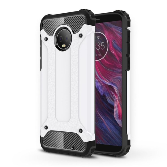 Motorola Moto G6 Plus heavy duty rugged hybrid case - White