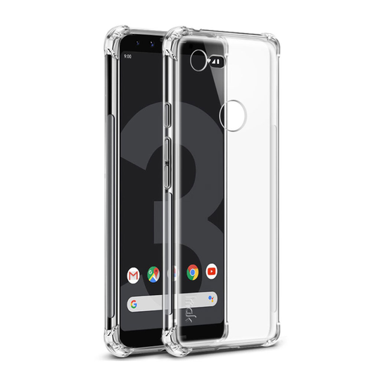 Google Pixel 3 IMAK sarjan silkin pehmeä silikooni muovinen takasuoja kuori - Transparentti