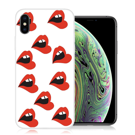 iPhone XS kuviollinen silikooni muovinen joustava suojakuori -Punaiset Huulet
