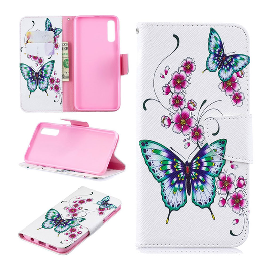 Samsung Galaxy A50 pattern leather case - Butterfly and Flower