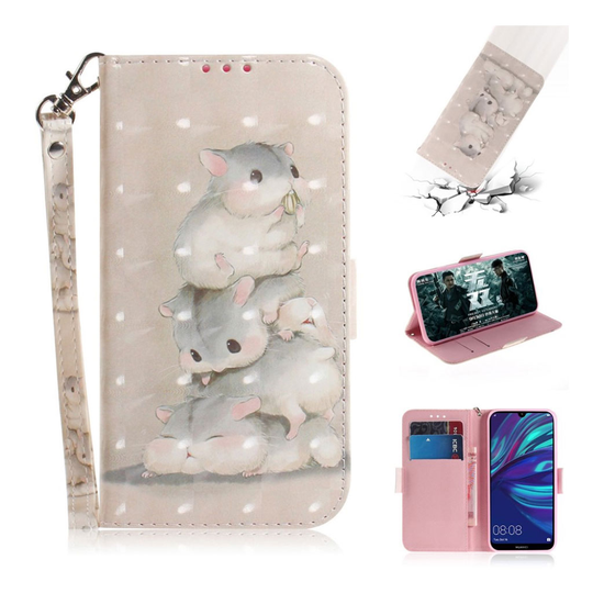 Huawei P30 Lite light spot décor nahkainen suojakotelo - Hiiri kuvioitu