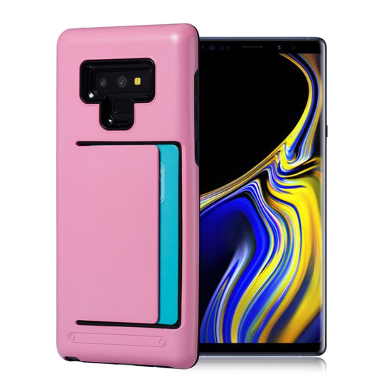 Samsung Galaxy Note9 Korttipaikalla Varustettu Hybriidi Takasuoja Kuori - Pinkki