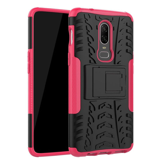 Oneplus 6 Karu Muovi ja TPU Takasuoja Kuori missä Jalkatuki - Ruusu
