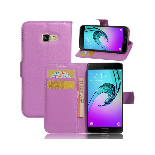 Samsung Galaxy A3 (2017) Litsi Pintainen Nahkakotelo Lompakko - Violetti