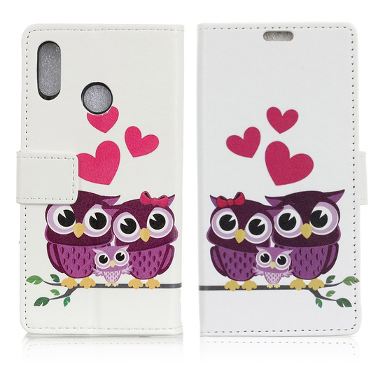 Asus ZenFone Max Pro (M2) printtikuvio nahkainen suojakotelo - Suloinen Pöllö Perhe