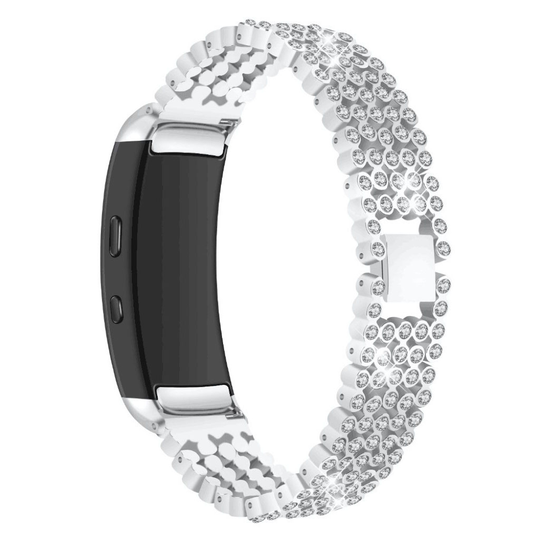 Samsung Gear Fit2 Sinkki Alloy Kiiltävä Tekojalokivi vaihdettava Kellon Ranneke - Hopea