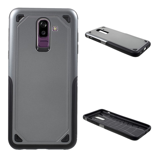 Samsung Galaxy J8 (2018) Karu Pintainen Muovi Hybriidi Takasuoja Kuori - Harmaa