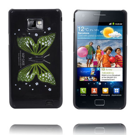 Perhosen Siipi - Standi (Musta) Samsung Galaxy S2 Suojakuori
