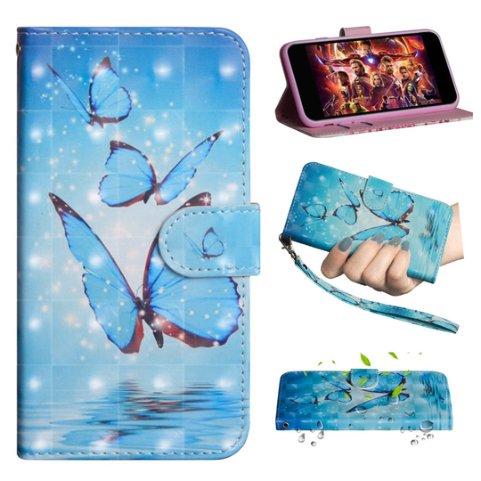 Motorola Moto G7 Power patterned leather case - Blue Butterfly