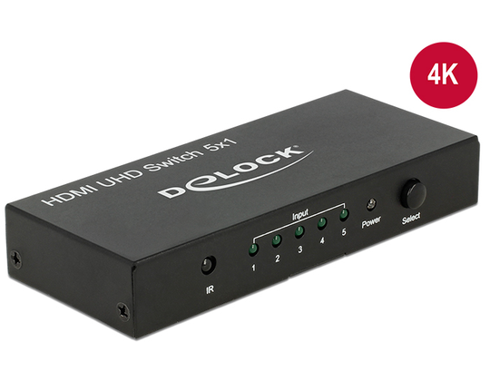 With This Delock HDMI Switch Up To Five HDMI Devices Can Be Used With One HDMI Monitor, TV Or Beamer