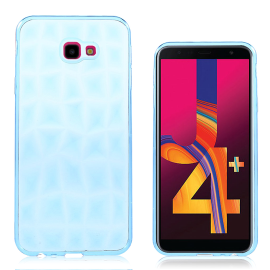 Samsung Galaxy J4 Plus (2018) 3D timantti rakenne silikooni muovinen takasuoja kuori - Sininen