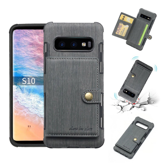 SHOUHUSHEN Samsung Galaxy S10 harjattu nahkainen suojakotelo - Harmaa