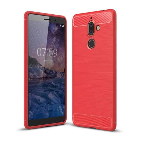 Nokia 7 Plus harjattu suojakuori - Punainen
