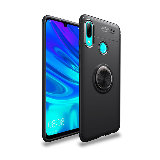 Huawei P Smart 2019 takatuki suojakotelo metalli rengaspidike - Musta