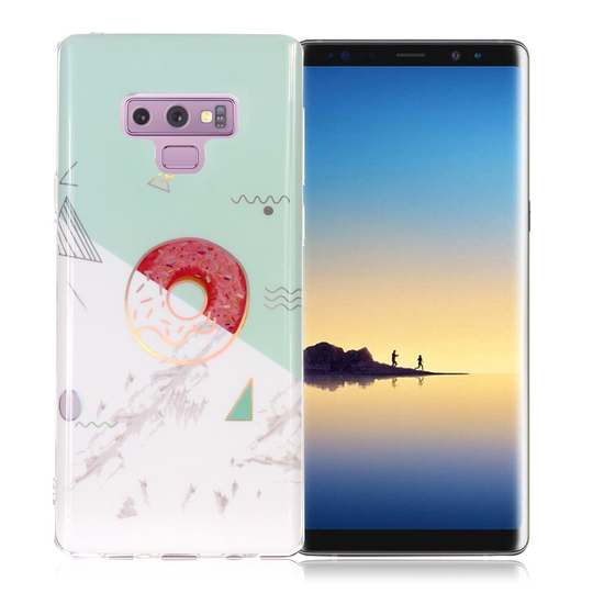 Samsung Galaxy Note9 Marmori Kuvioitu Pehmeä Joustava Puhelimen Takasuoja Kuori - Cyaani/ Pinkki