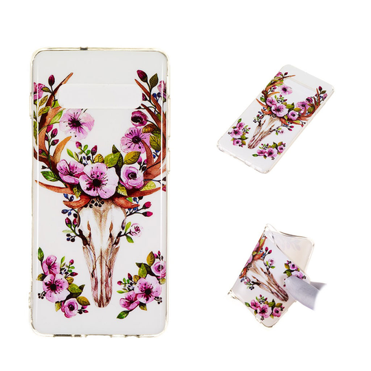 Samsung Galaxy S10 Plus kirkkaasti hohtava kuosi Suojakotelo - Kukkainen Peura