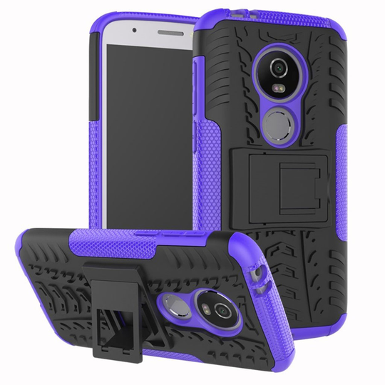 Motorola Moto E5 Play Liukuestoinen Hybriidi Muovinen Takasuoja Kuori Jalkatuella - Violetti