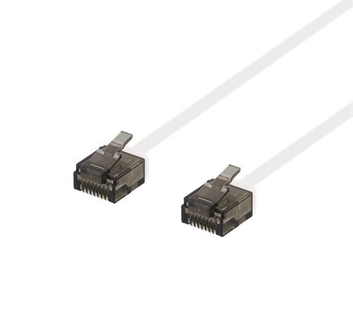 U/UTP Cat6a -laitekaapeli, Litteä, 1 M, Ainoastaan 1 Mm Paksu, 500 MHz, Valkoinen