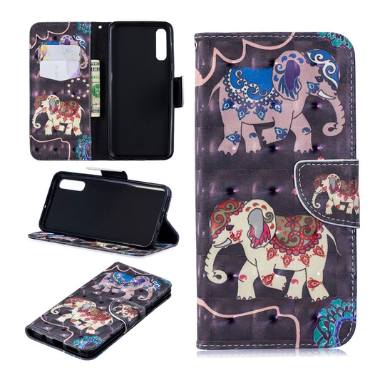 Samsung Galaxy A50 pattern leather case - Elephant