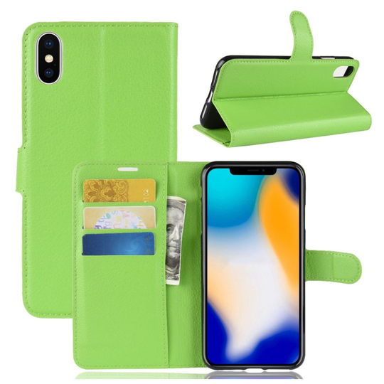 iPhone Xs Max Tyylikäs Synteetti Nahkainen Lompakko Suojakotelo - Vihreä