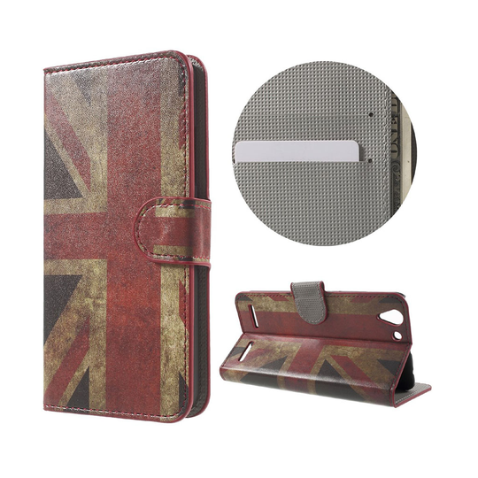 Holberg Lenovo K5 Nahkakotelo Korttitaskuilla - Retro Britannian Lippu