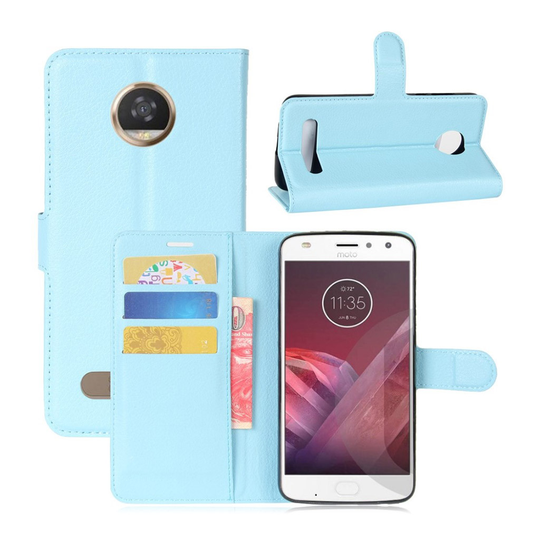 Motorola Moto Z2 Play design nahkakotelo - Vaaleansininen