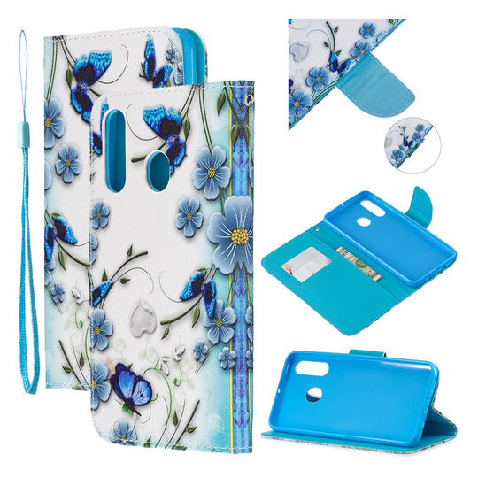 Wonderland Samsung Galaxy A60 kotelot - Sininen Kukka ja Perhonen