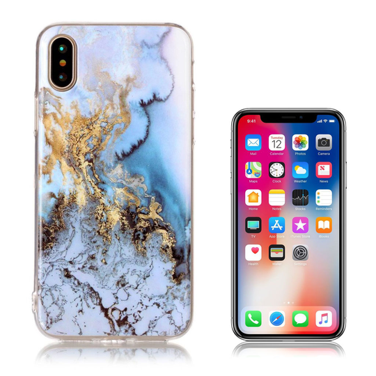 iPhone X design suojakuori - Kulta ja sininen