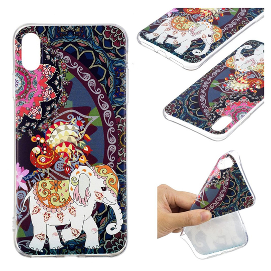 iPhone Xs Max Pehmeä Muovinen Kuvallinen Taksuoja Kuori - Kuvioitu Norsu