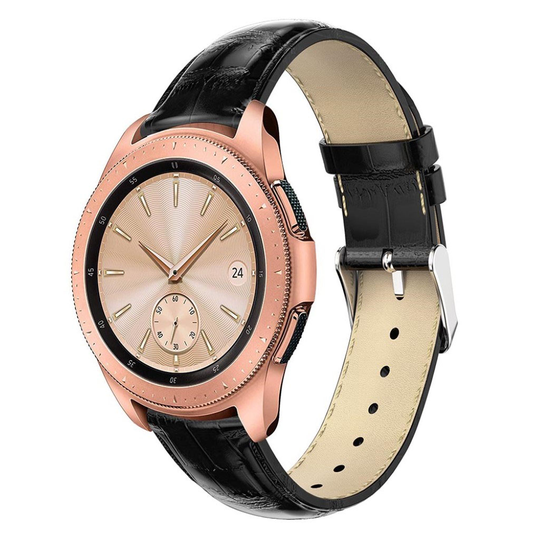 Samsung Galaxy Watch (42mm) Krokotiili iho rakenteinen aito nahkainen kellon vaihto ranneke - Musta