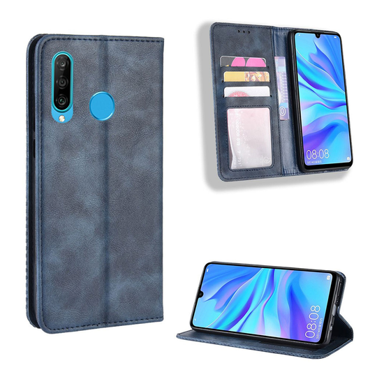 Huawei P30 Lite vintage leather case - Blue