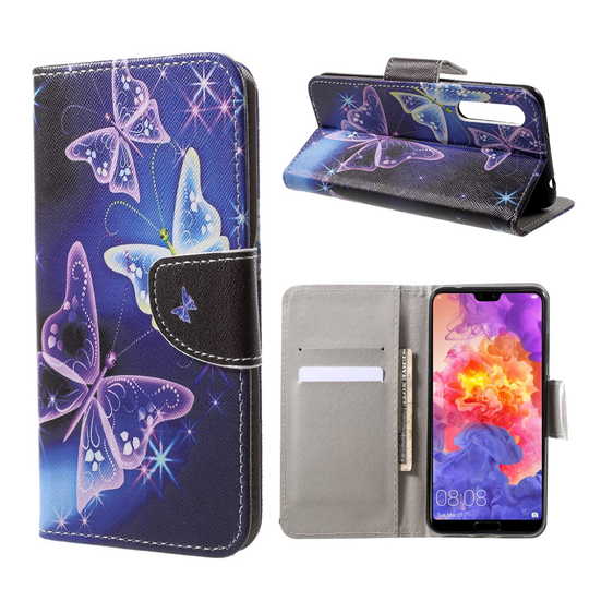 Huawei P20 Pro uniikki suojakotelo - Violetit perhoset