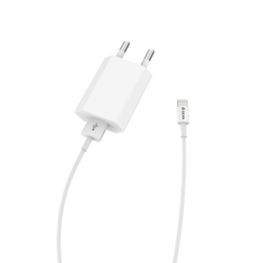 Devia Smart seinälaturi + Lightning kaapeli 2.4A valkoinen