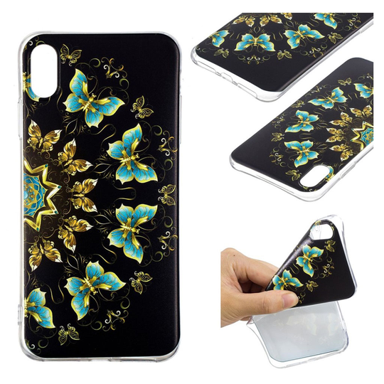 iPhone Xs Max Pehmeä Muovinen Kuvallinen Taksuoja Kuori - Värikkäät Perhoset
