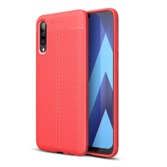Samsung Galaxy A70 litchi skin leather case - Red