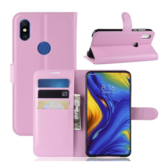 Xiaomi Mi Mix 3 litsi nahkainen suojakotelo - Pinkki