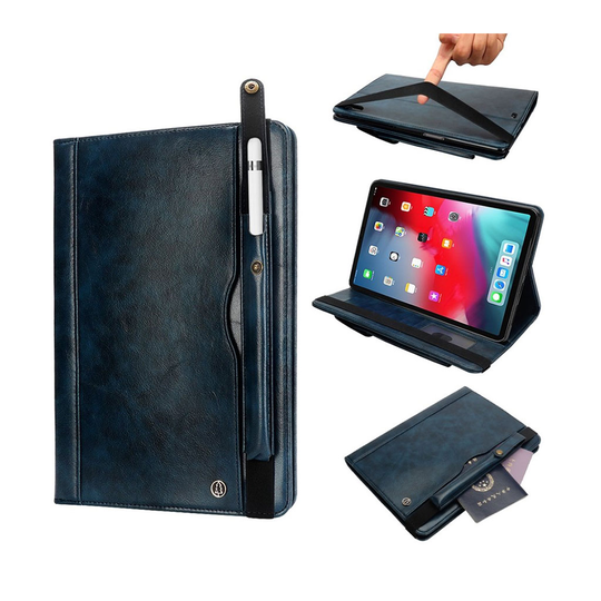 iPad Pro 11 inch (2018) villihevos rakenne synteetti nahkainen suojakotelo kuminarulla - Sininen