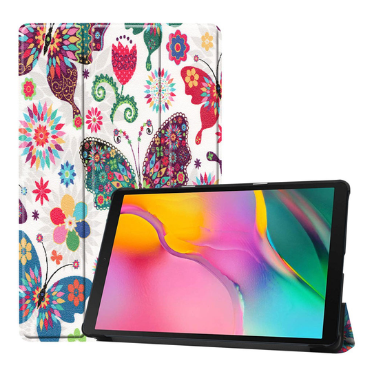 Samsung Galaxy Tab A 10.1 (2019) tri-fold leather case - Butterfly and Flower