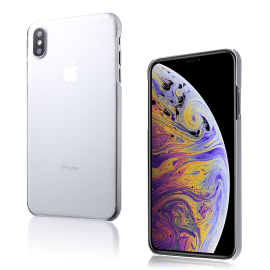 iPhone XS liukuestoinen kova muovinen matta pintainen takasuojakuori - Transparentti