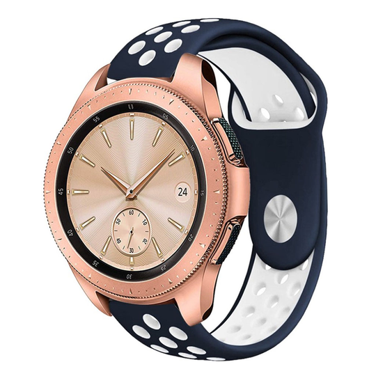 Samsung Galaxy Watch (42mm) kaksisävyinen iso ontto silikooni muovinen kellon vaihto ranneke - Sininen/ Valkoinen